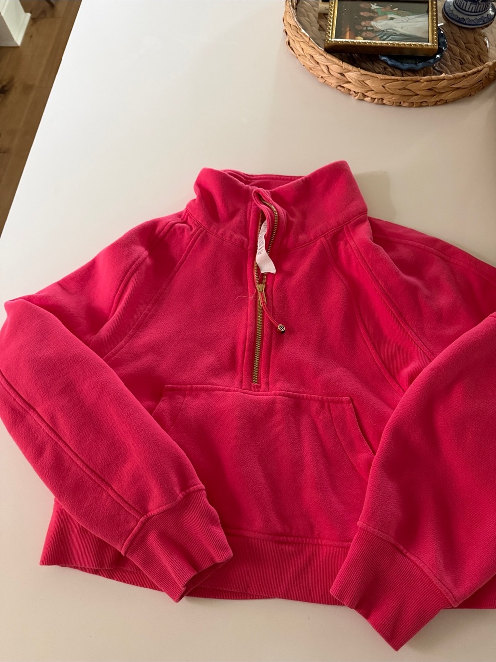 Lululemon Women's Half-Zip Pullover Sweater - melon M/L gold details
